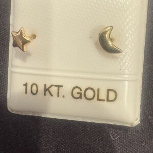 Gold Star and Moon Earrings for Kids